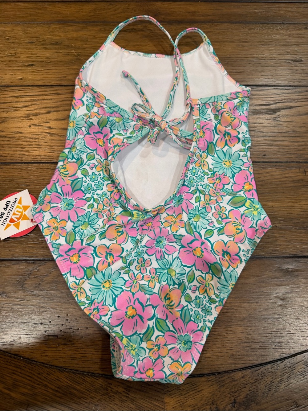 Floral Girls' One-Piece Swimsuit in Pink & Mint - Picture 4 of 7